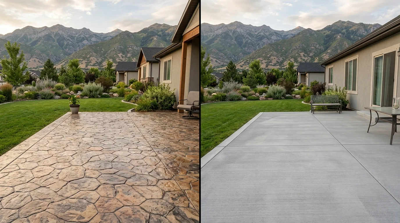 Stamped Concrete vs. Broom Finish: Herriman Homeowner's Guide